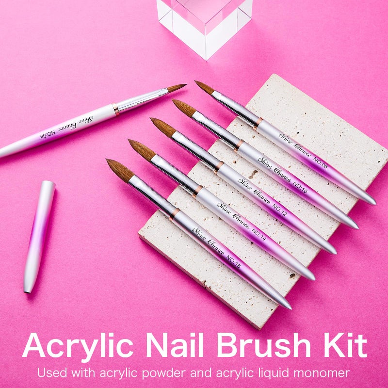 Shine Chance 4Pcs Acrylic Nail Brushes Set, Kolinsky Nail Art Brush, Art Design & Polish Mistake Cleaning Manicure Tools for Women Acrylic Application (Size 6 8 12 14) - Image 3